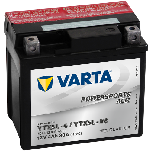 POWERSPORTS AGM TX5L-4 TX5L-BS 12V4Ah 80A AKÜ